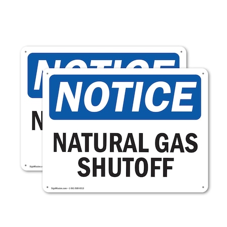 Signmission Natural Gas Shutoff OSHA Notice Sign, Plastic, 18in W x 12in L, 2PK OS-2PACK-NS-P-1218-L-14311
